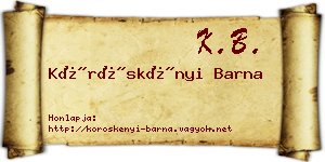 Köröskényi Barna névjegykártya