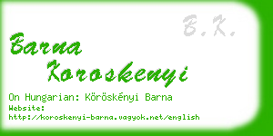 barna koroskenyi business card