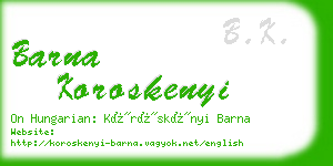 barna koroskenyi business card